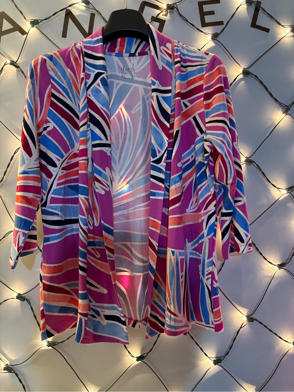 d&co Open-Front Printed Kimono Tunic - Pink Multi #1869